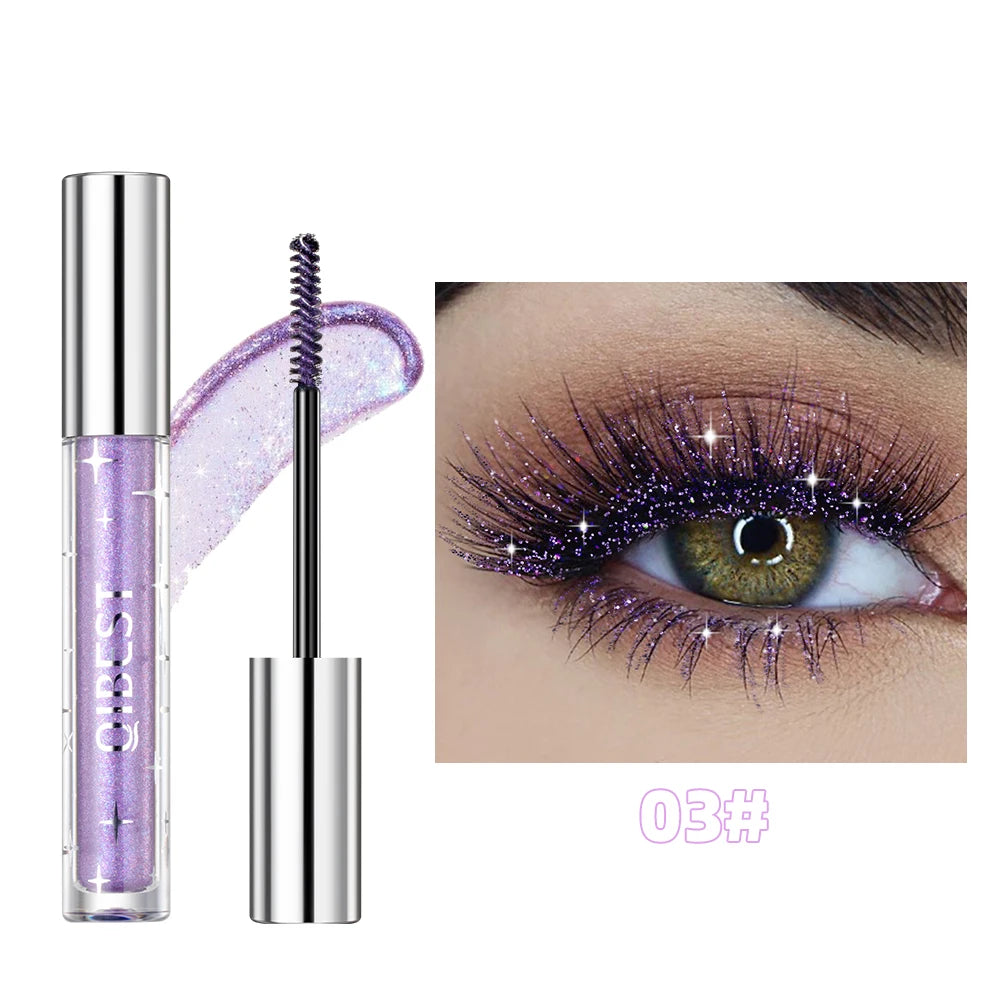 QiBest Glitter Mascara – 4D Silk Fiber Eyelash Lengthening, Curling & Waterproof Mascara