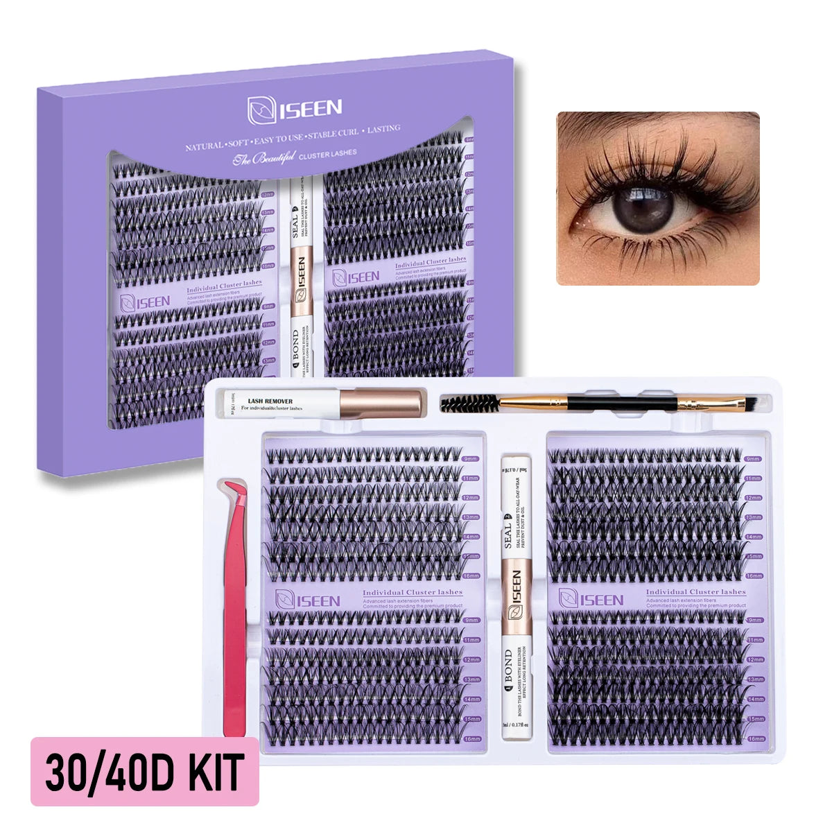 DIY Eyelash Extension Kit – Individual Cluster Lashes with Bond, Seal, Remover & Tools
