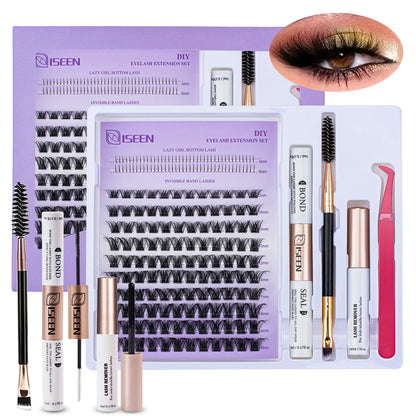 DIY Eyelash Extension Kit – Individual Cluster Lashes with Bond, Seal, Remover & Tools