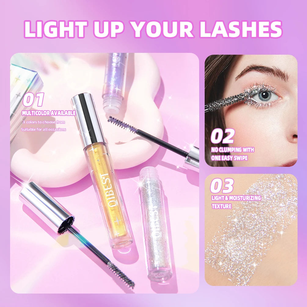 QiBest Glitter Mascara – 4D Silk Fiber Eyelash Lengthening, Curling & Waterproof Mascara